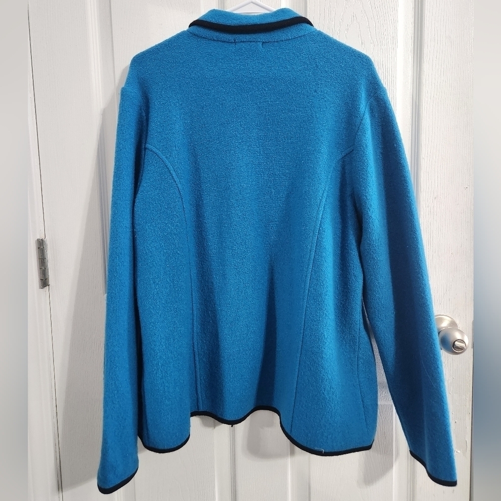 Laura Ashley blue wool full zip regal coat pockets regencycore old money XL - Picture 2 of 9